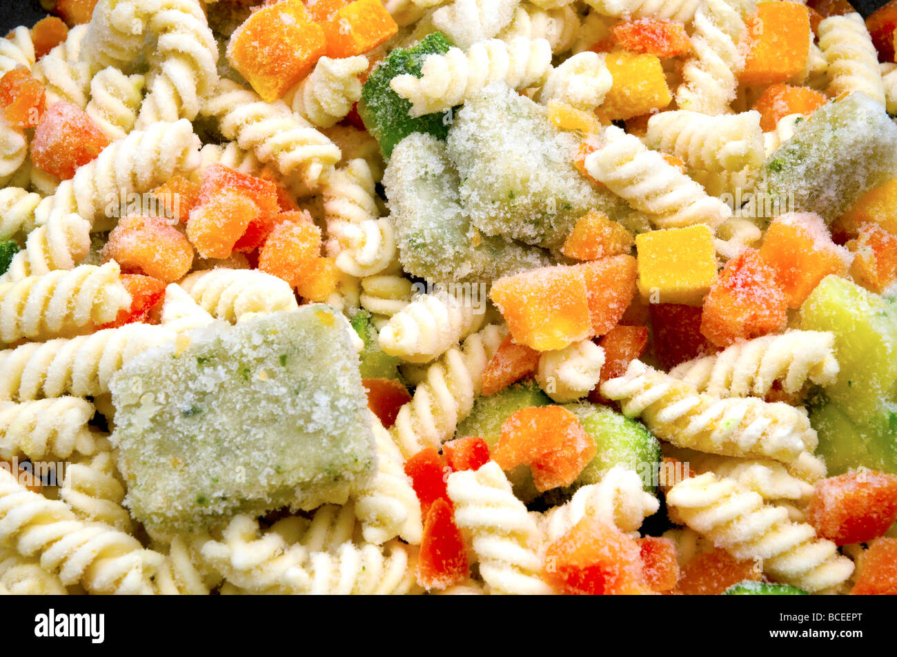 Frozen ready-cooked pasta Stock Photo
