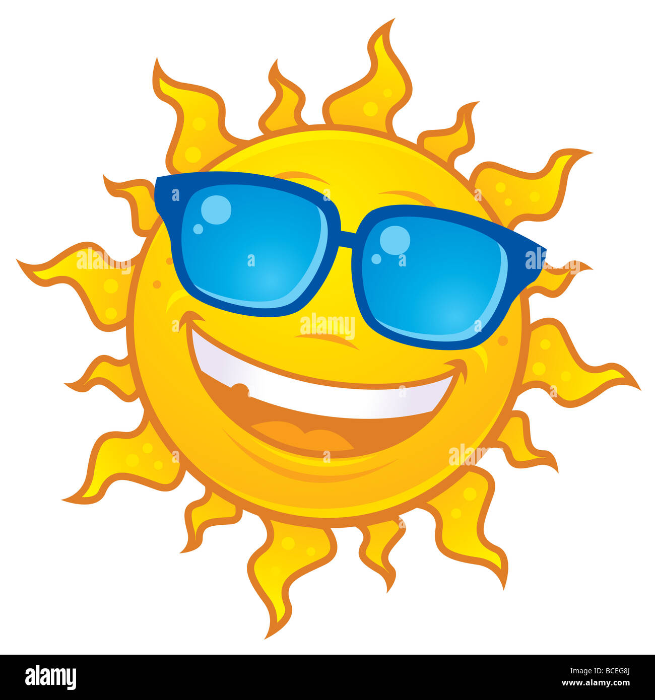 Vector cartoon sun character wearing sunglasses. Great for summer designs  Stock Photo - Alamy