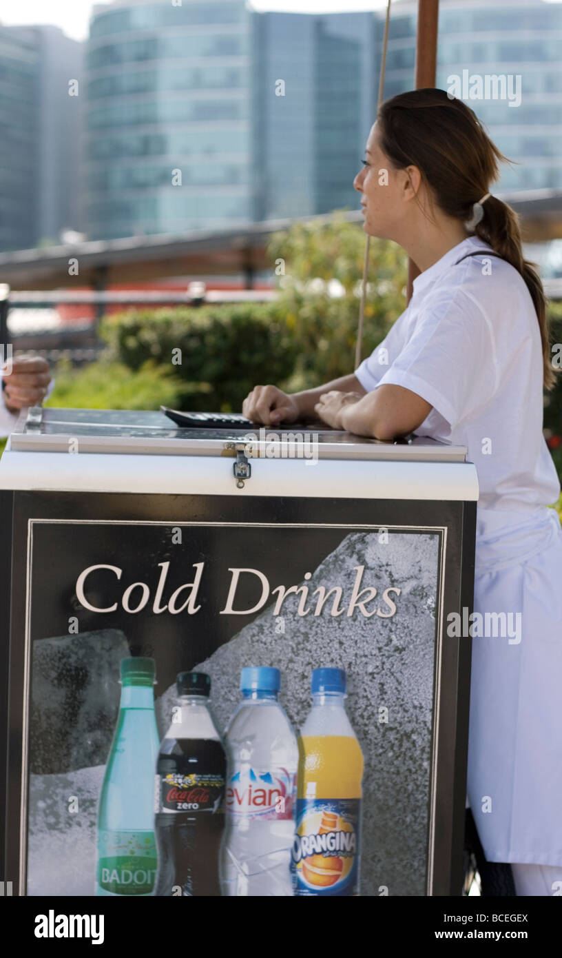 A cold drinks vendor in London. Stock Photo
