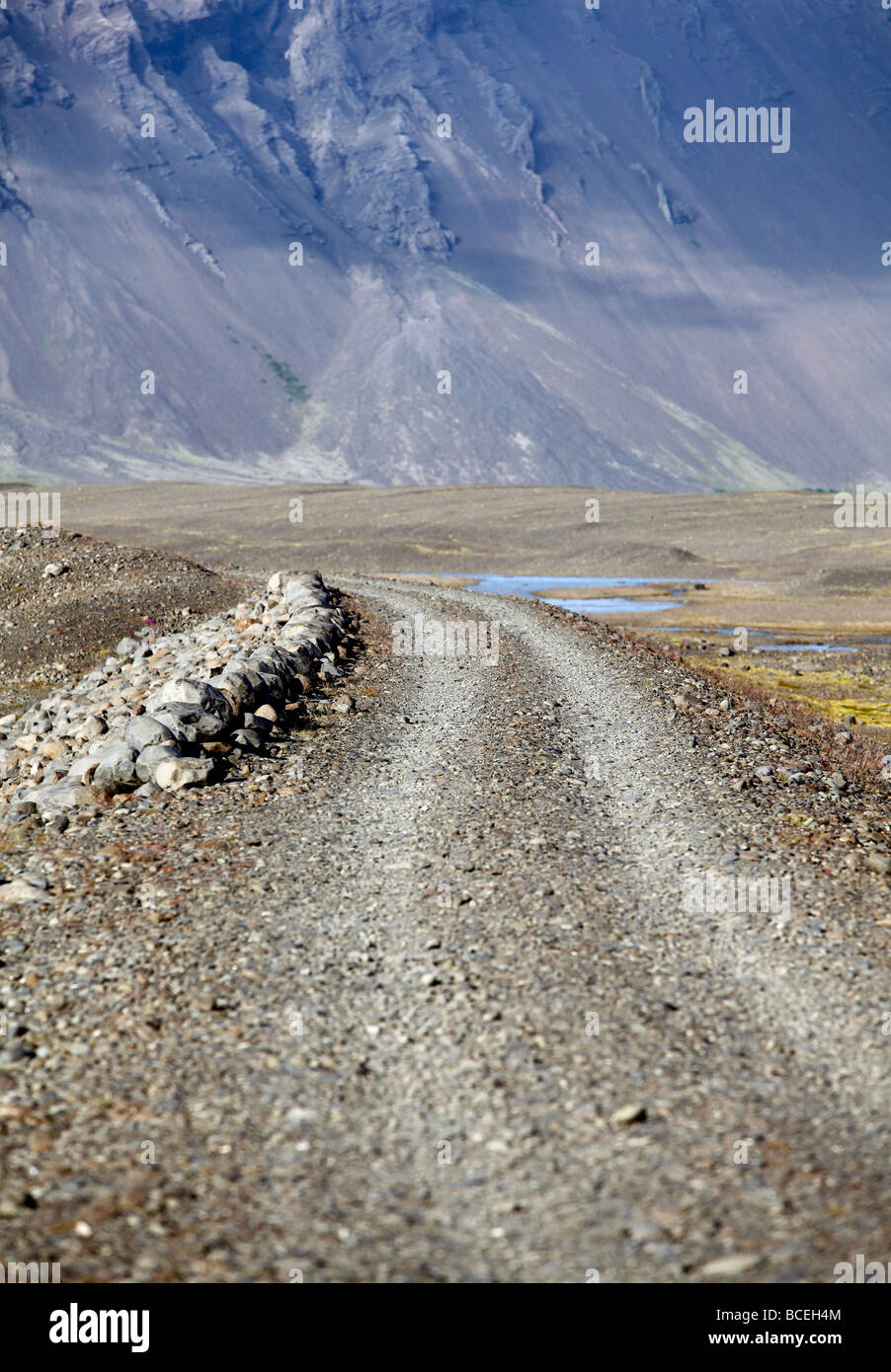 gravel road in southeast Iceland Stock Photo