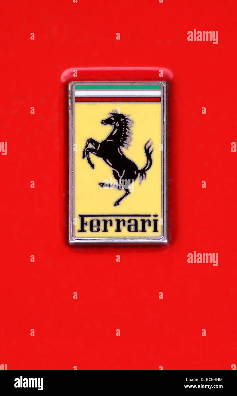 Ferrari badge logo.The Cavallino Rampante, or 'little prancing horse'. Stock Photo