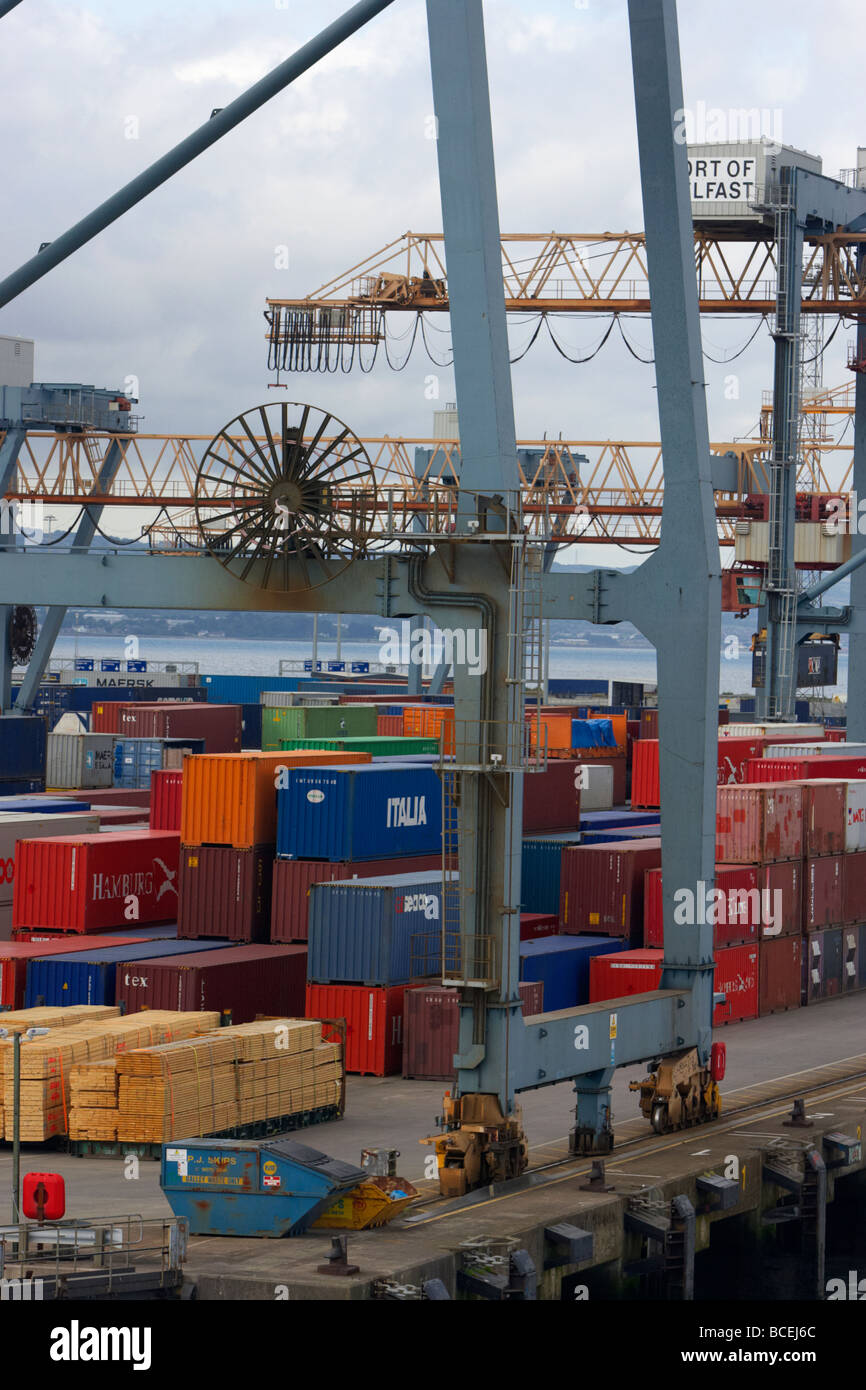 containers and freight goods stacked for export and import in the port