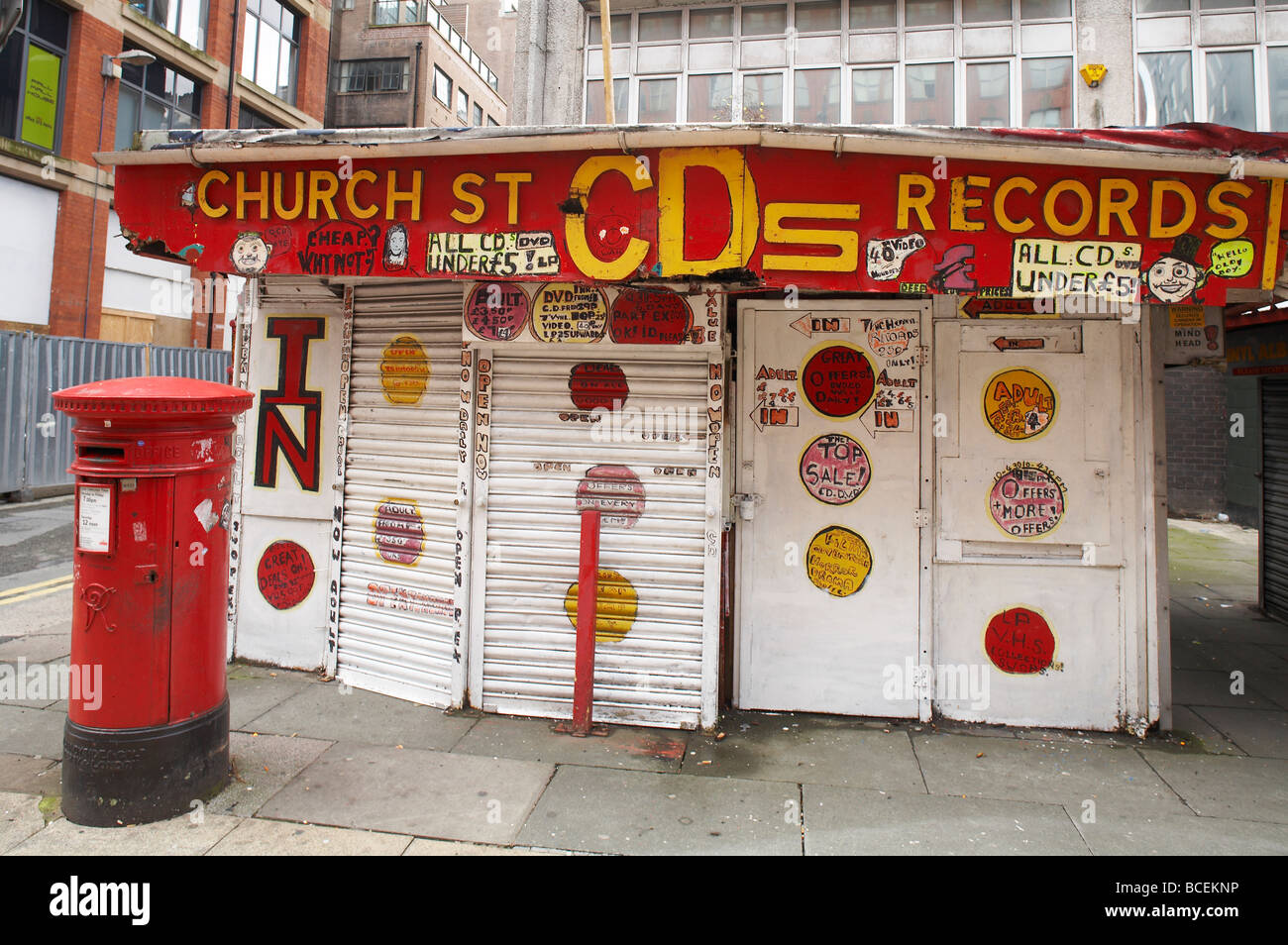 Church street CD and record shop in Manchester UK Stock Photo