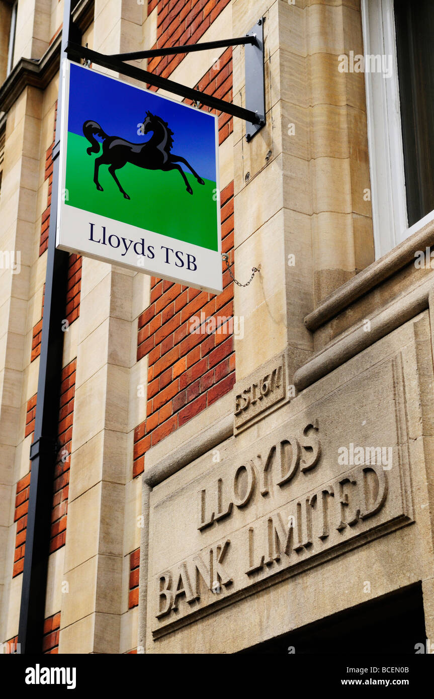 LLoyds TSB bank limited sign in Hobson Street, Cambridge England UK Stock Photo