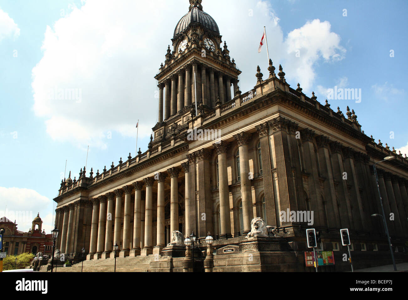 Leeds City Hall designed by Cuthbert Brodick. Leeds Town Hall was built between 1853 and 1858 in