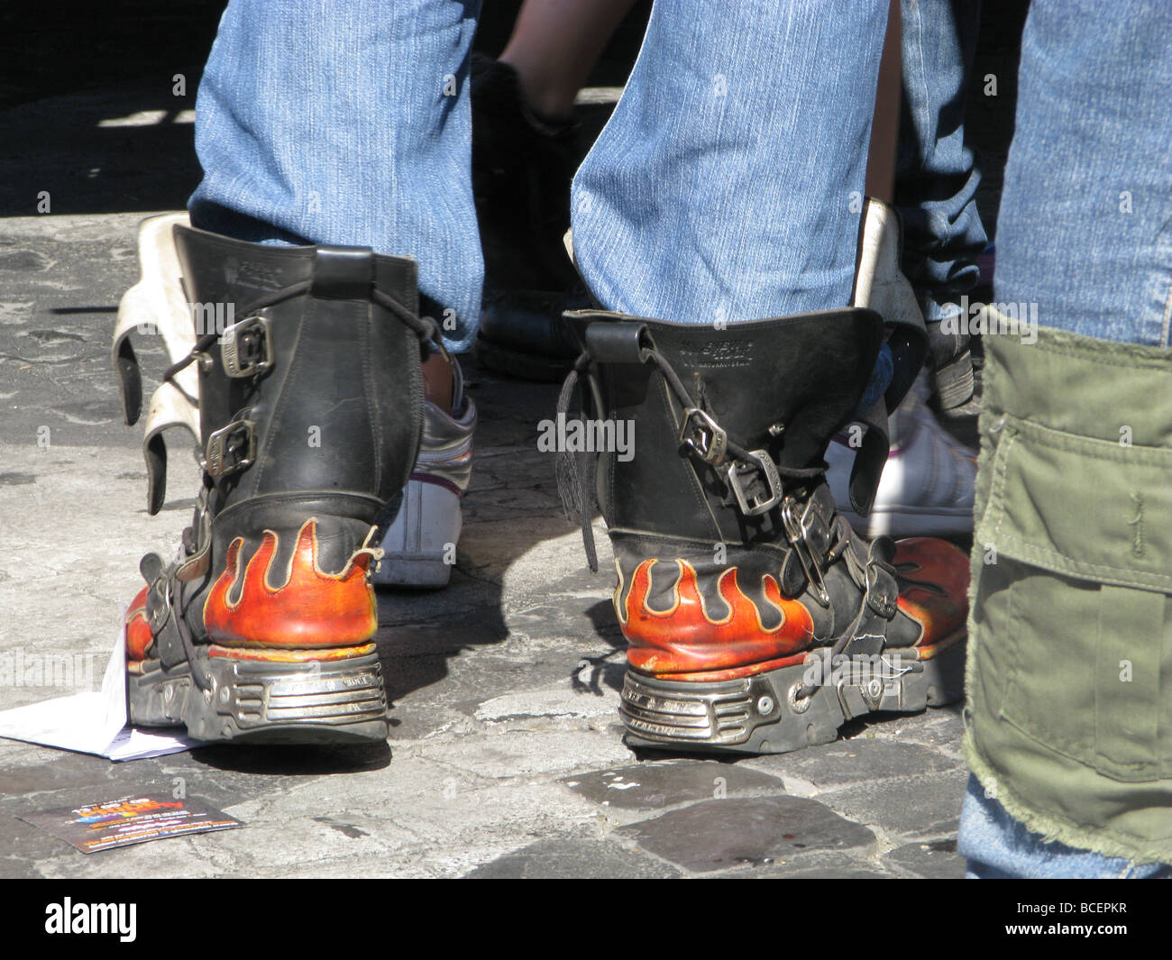 Baseball Fire Pattern Print Men Women Leather Boots