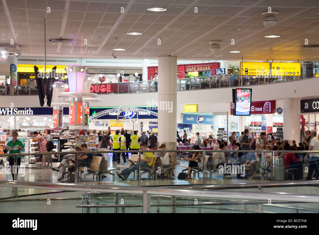 Scene in the Departure Lounge, North Terminal, Gatwick airport, UK Stock Photo