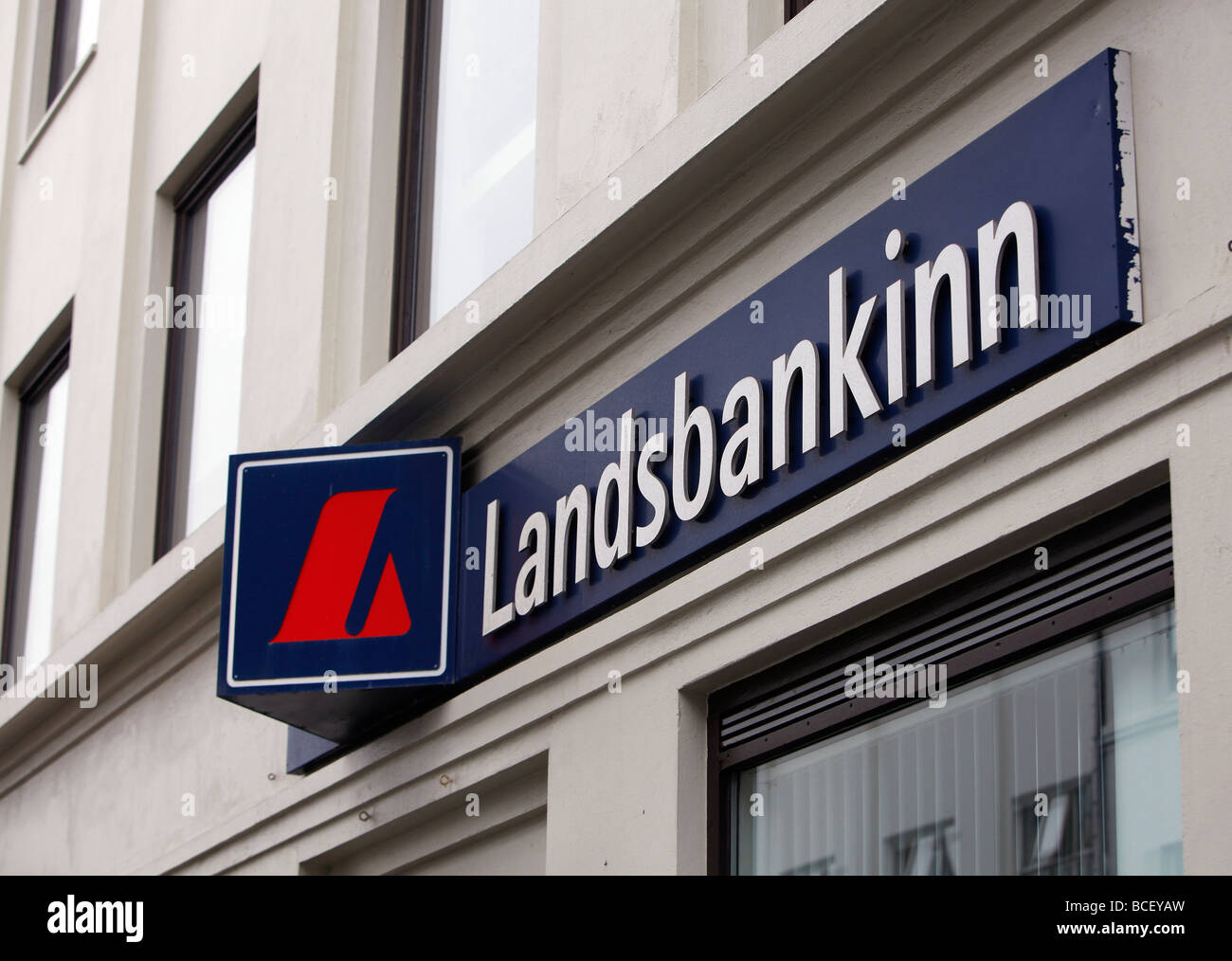 Bank sign,  Iceland Stock Photo