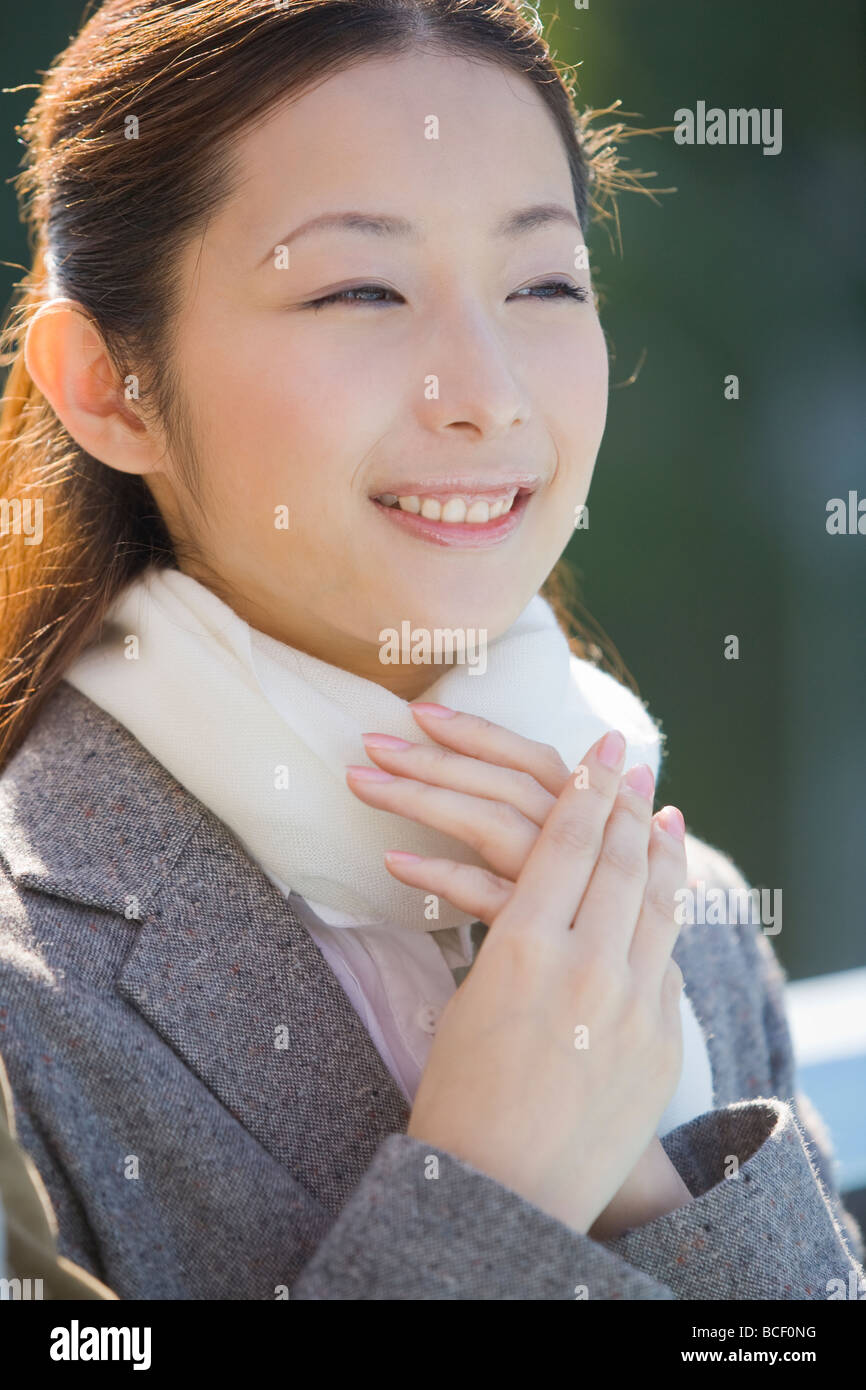 Portrait of businesswoman in winter clothes Stock Photo