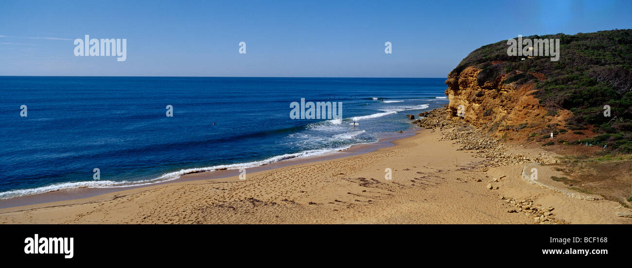 The icon of Australian surfing Bells Beach, on a warm summers morning. Stock Photo