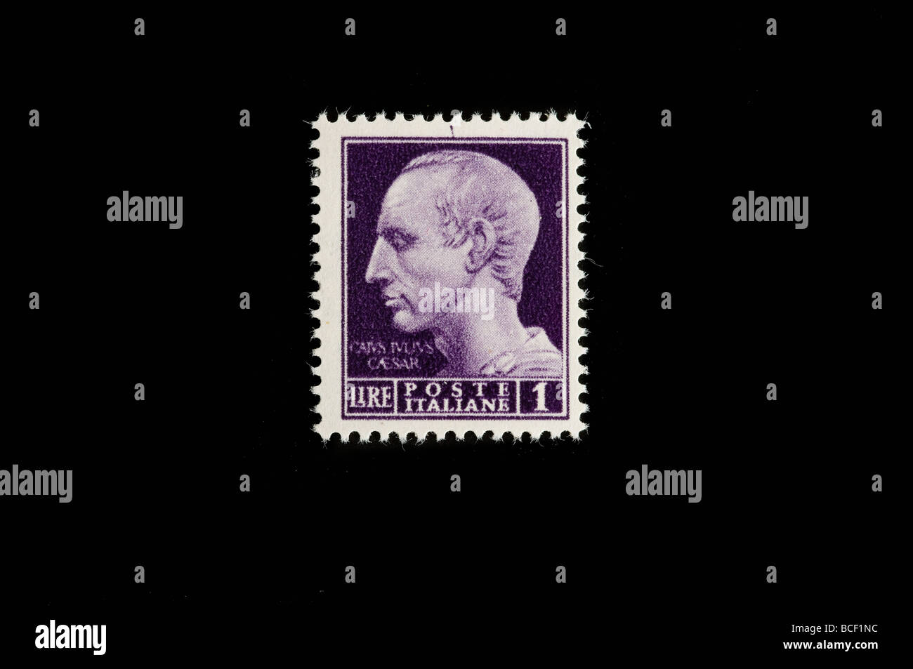 Giulio Cesare in a 1945 italian stamp Stock Photo