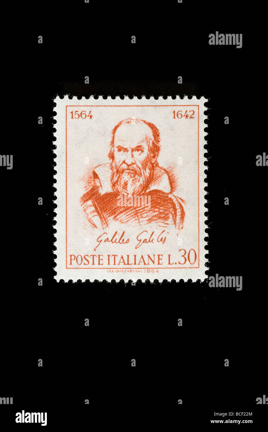 Galileo Galilei astronomer in a 1964 Italian stamp Stock Photo