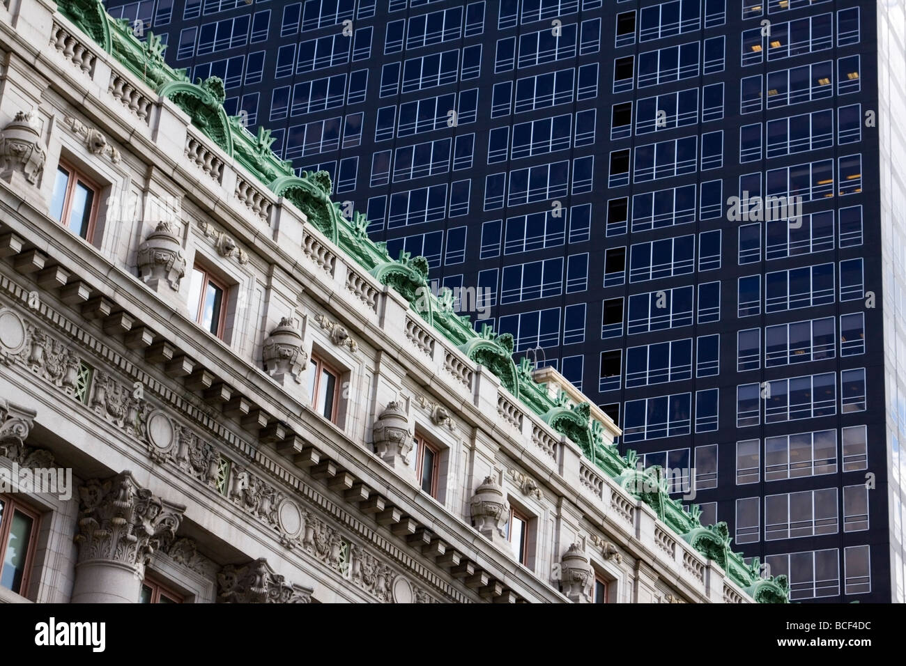 New York, showing the contrast between Old and New buildings Stock Photo