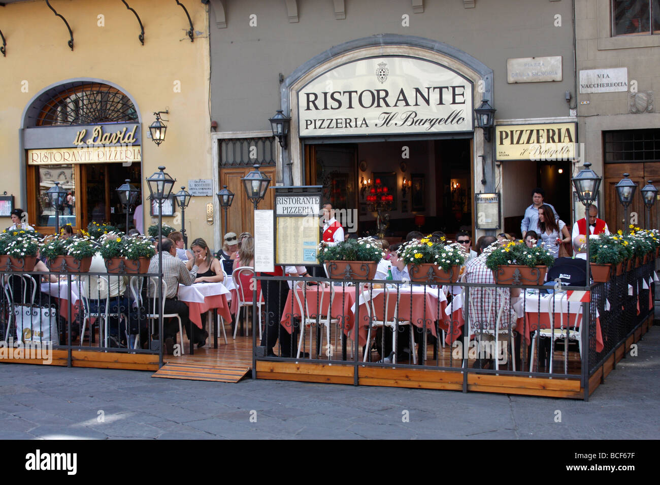 Restaurant in the famous 'Piazza della Signora' Florence,Italy Stock Photo
