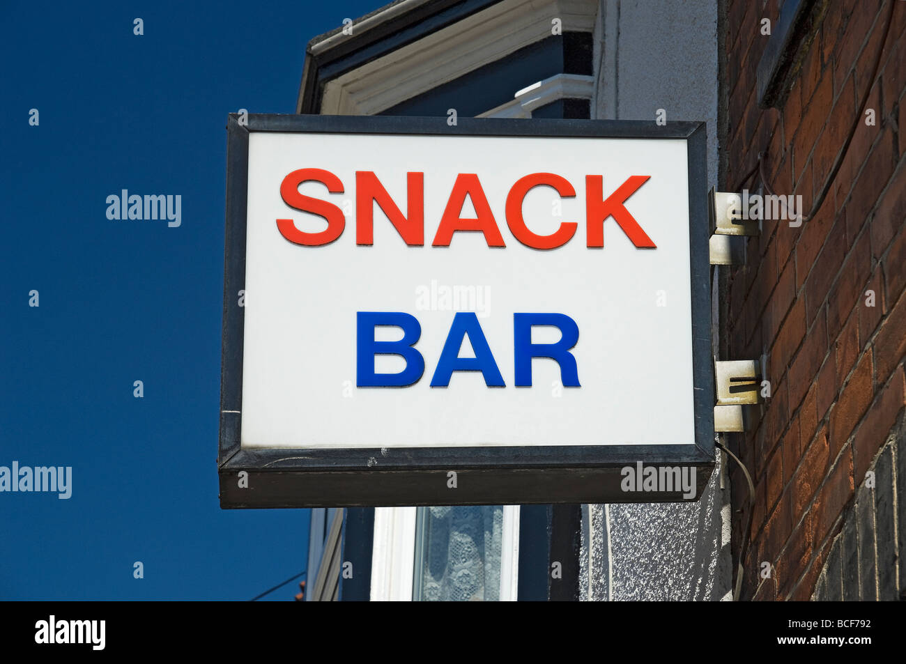 Snack bar sign England UK United Kingdom GB Great Britain Stock Photo