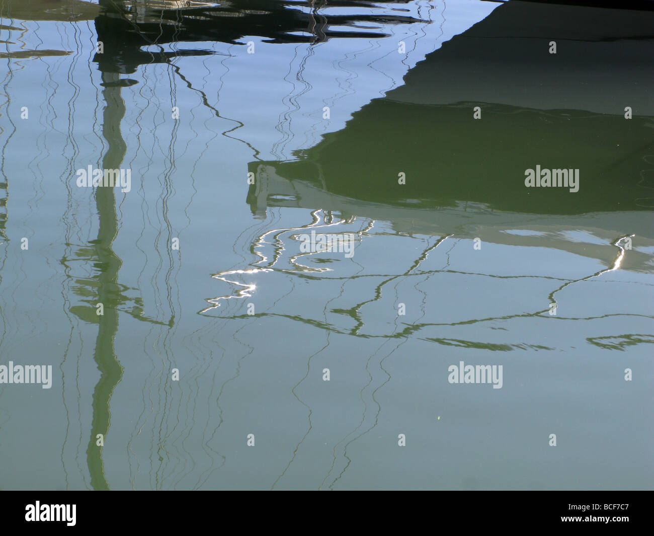 abstract reflection of boats in water in sea Stock Photo - Alamy