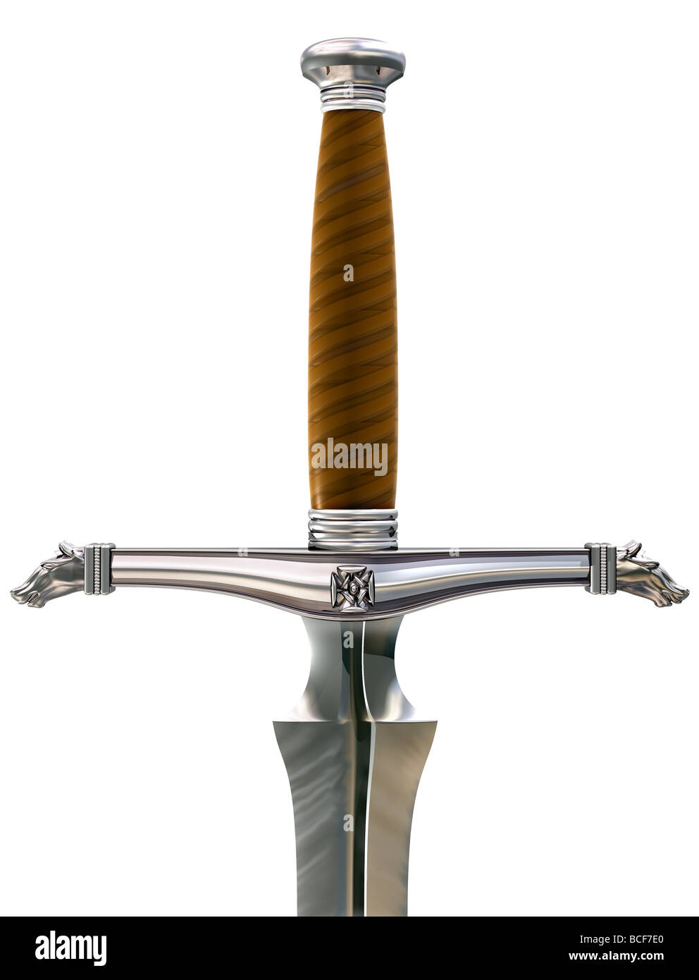 Isolated illustration of an ornate Norman battle sword hilt Stock Photo