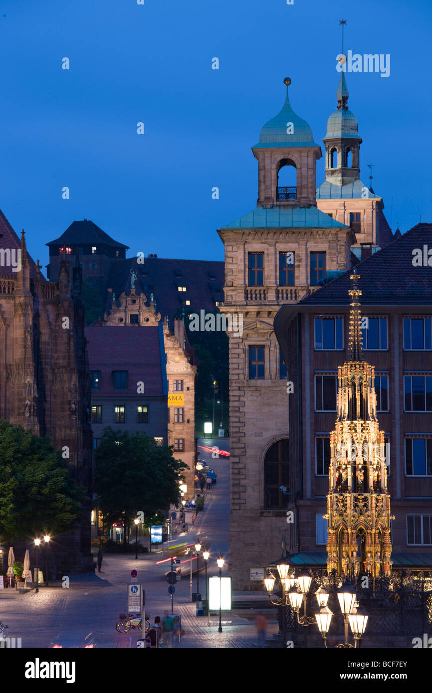 Germany, Bayern/Bavaria, Nuremberg, Buildings along Burgstrasse Stock Photo