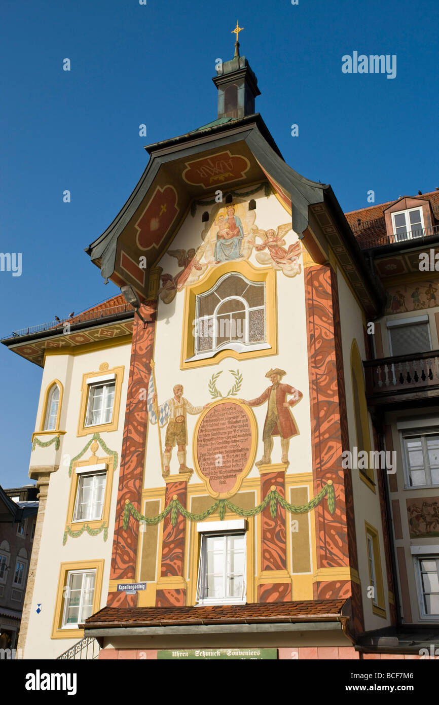 Germany, Bayern/Bavaria, Bad Tolz, Painted building Stock Photo
