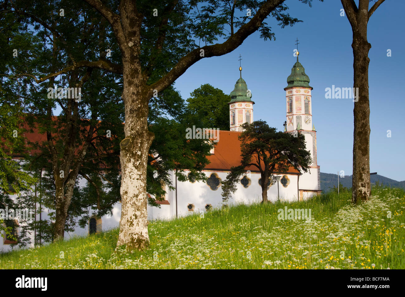 Germany, Bayern/Bavaria, Bad Tolz, Hillside church Stock Photo