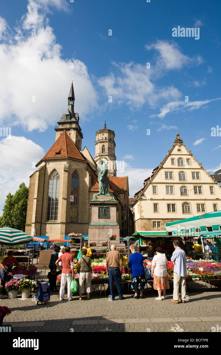 Germany, BadenWurttemberg, Stuttgart, Flower market by the