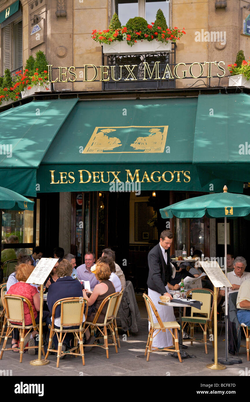 Les Deux Magots Restaurant,  Paris, France Stock Photo