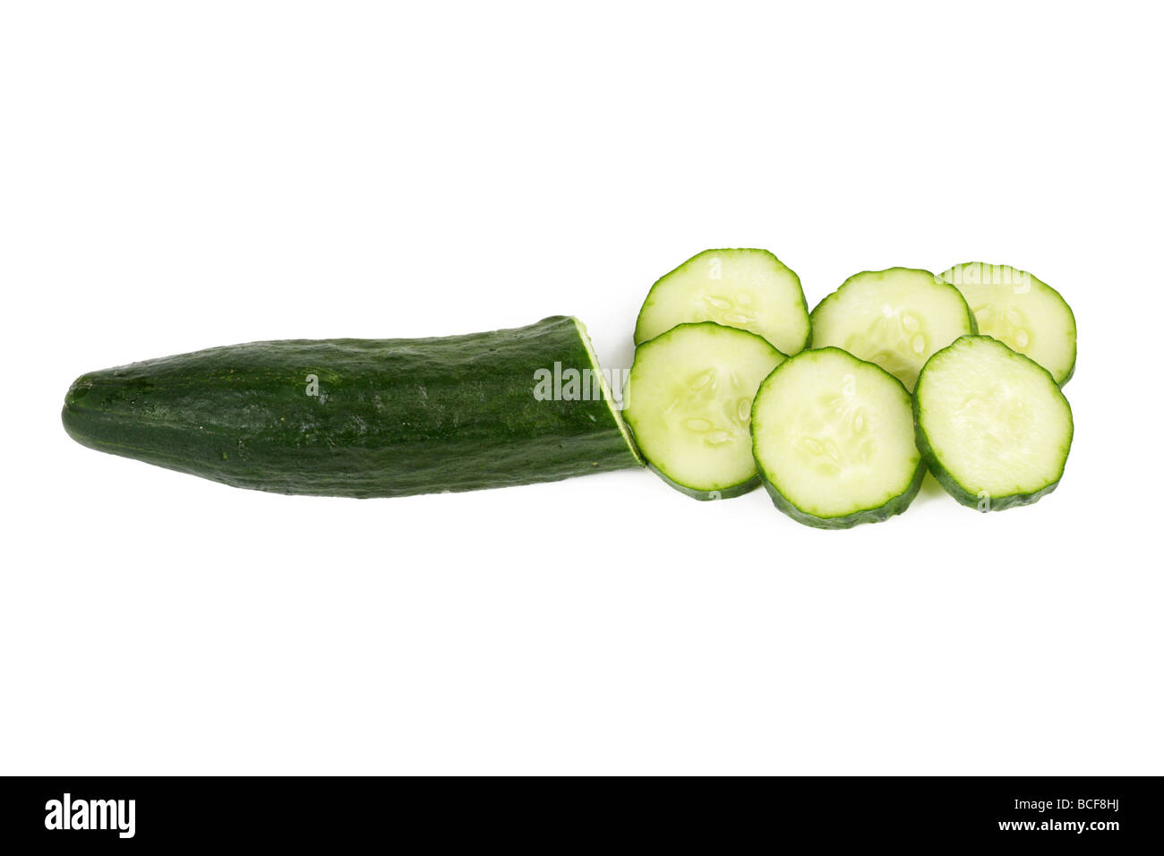 Cucumber and slices isolated on white background Stock Photo