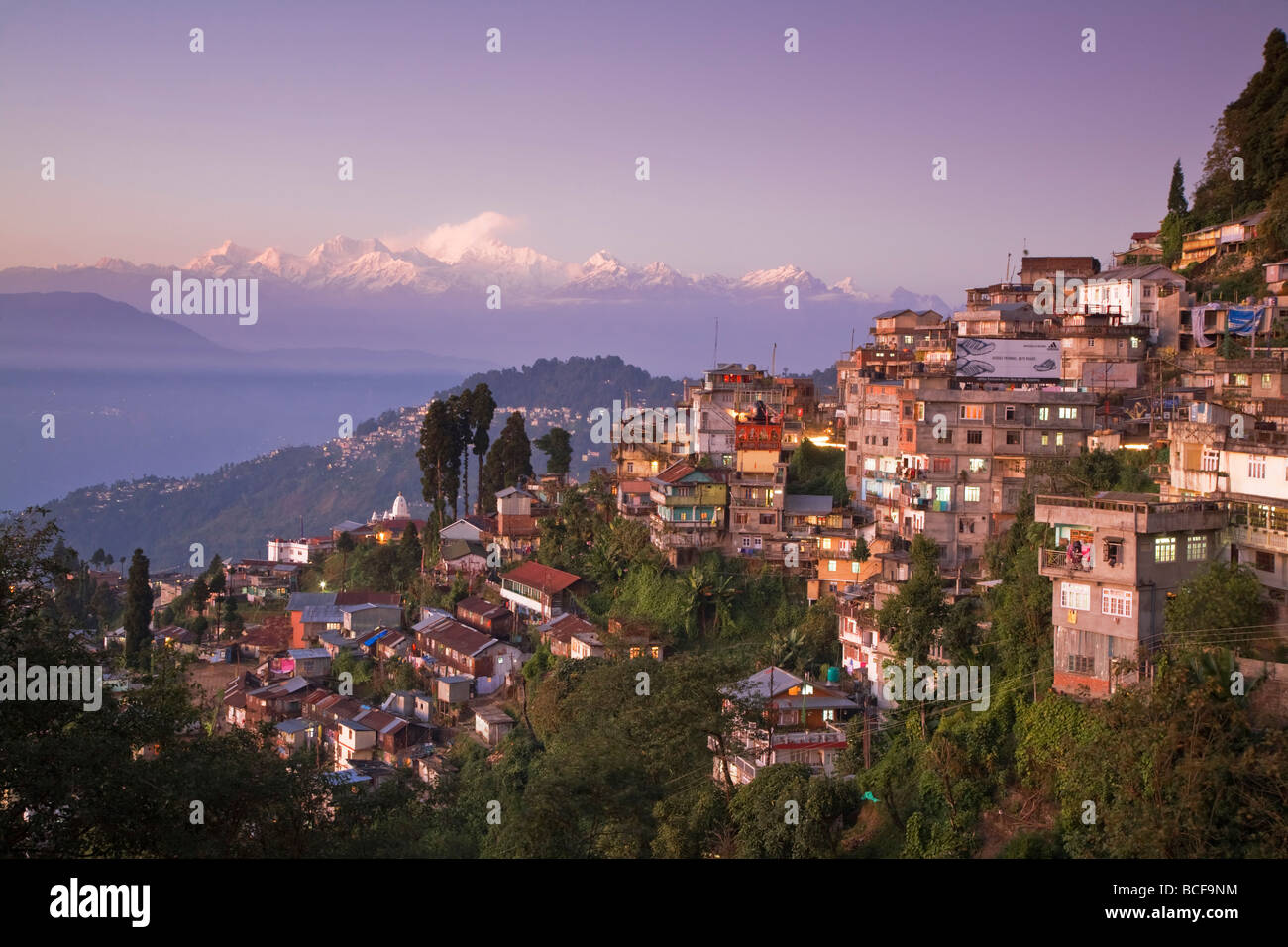 India, West Bengal,  Darjeeling and Kanchenjunga Stock Photo