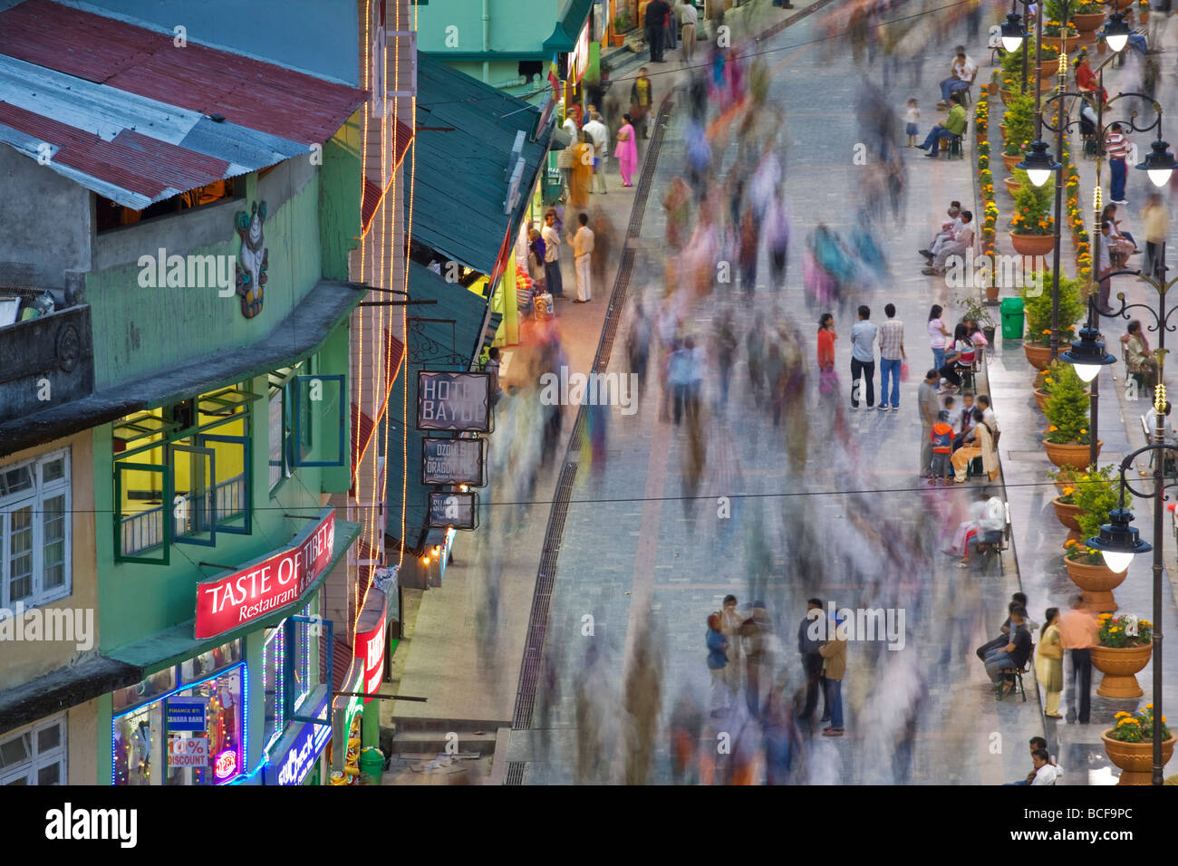 India, Sikkim, Gangtok, Mahatma Gandi Marg - MG Marg, The main shopping street Stock Photo
