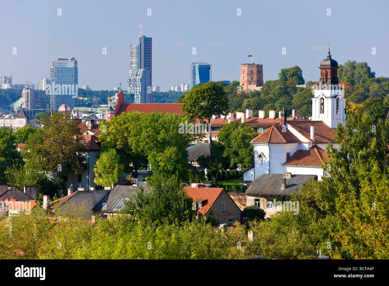Lithuania, Vilnius, Old Town & modern city skyline Stock Photo