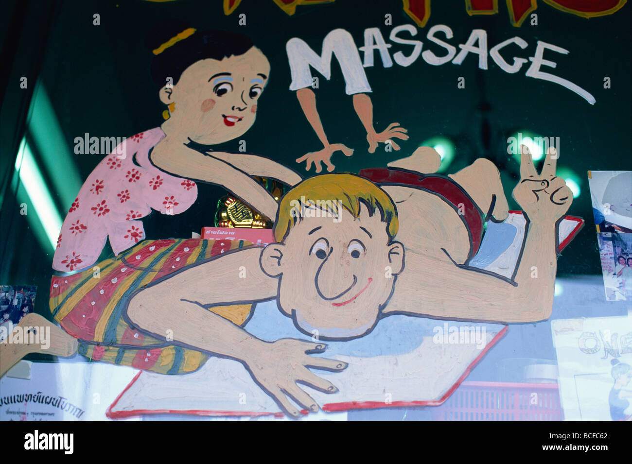 Thailand, Massage Shop Window Stock Photo Alamy