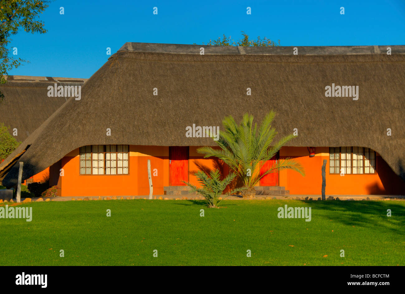 thatched roof on a resort in Damaraland in Namibia Stock Photo Alamy