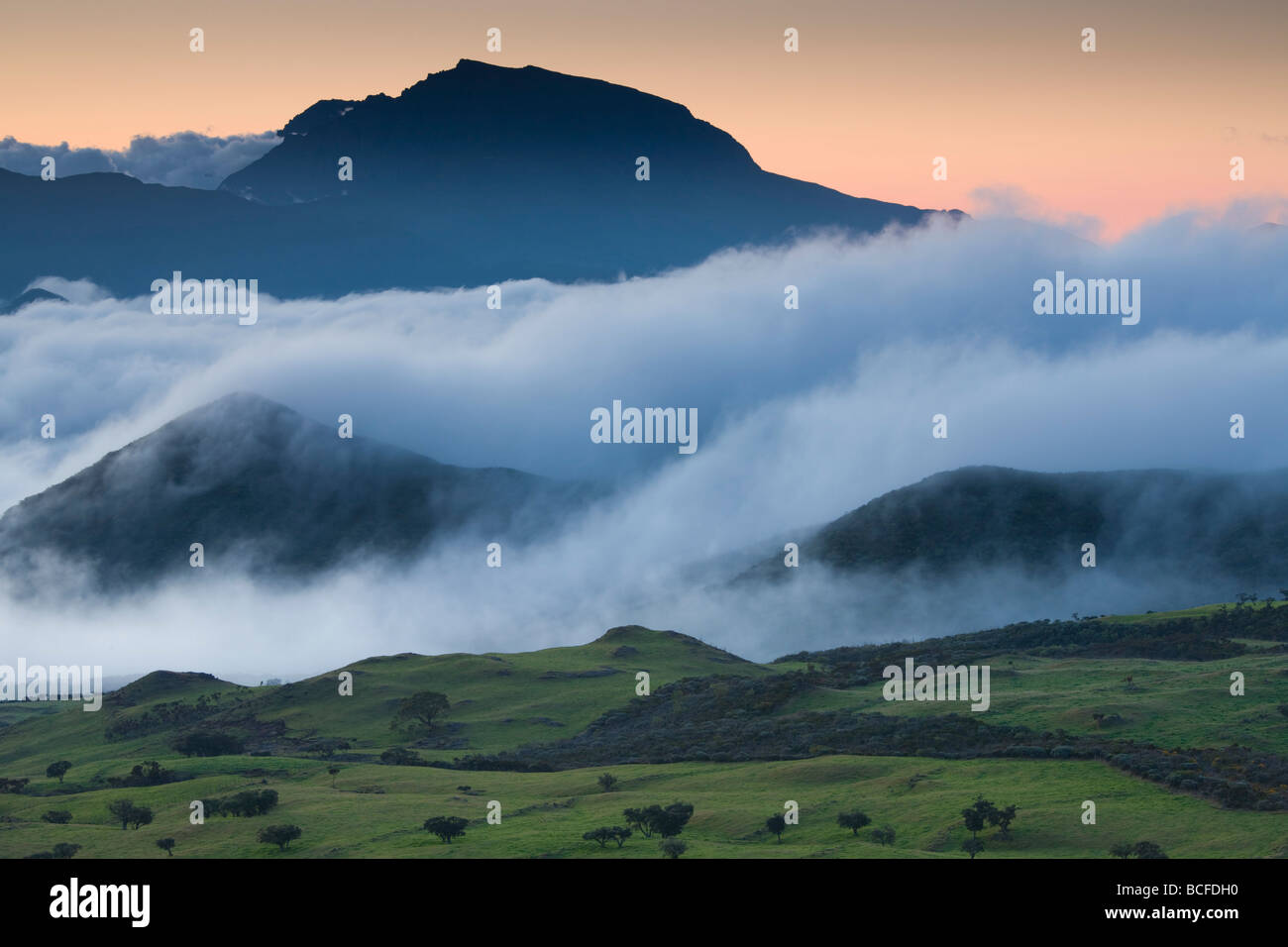 Reunion Island, Bourg Murat, PlainedesCafres, landscape towards the