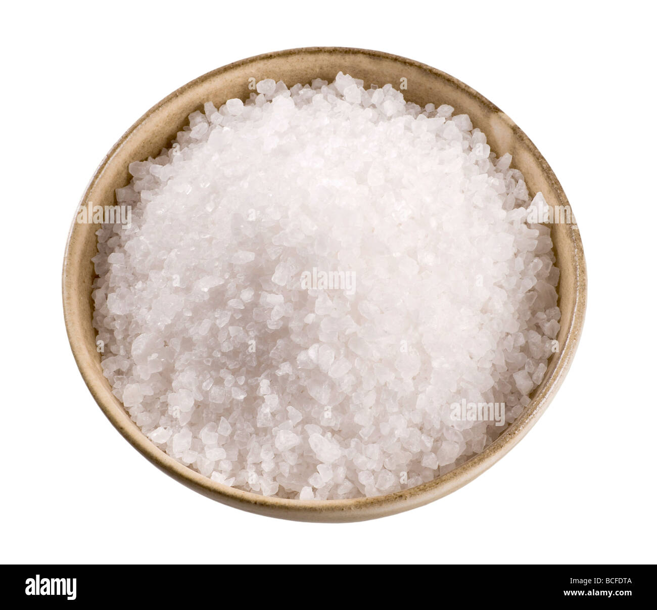 Sea salt in a  ceramic bowl Stock Photo