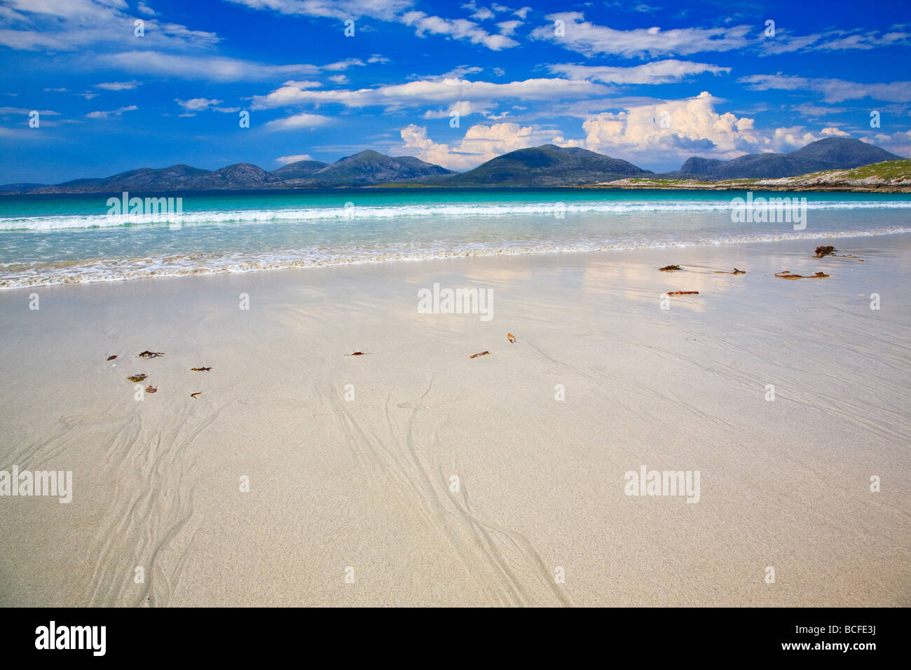 Sandy beach near Luskentyre Isle of Harris, Outer Hebrides, western isles, Scotland, UK 2009 Stock Photo