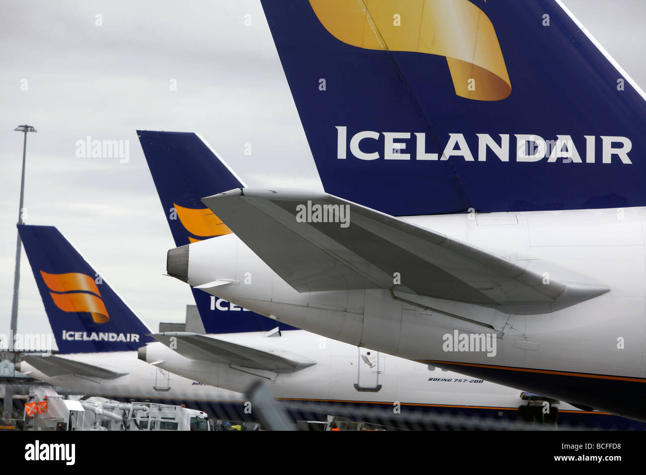 Icelandair planes at  Keflavík International Airport, Iceland Stock Photo