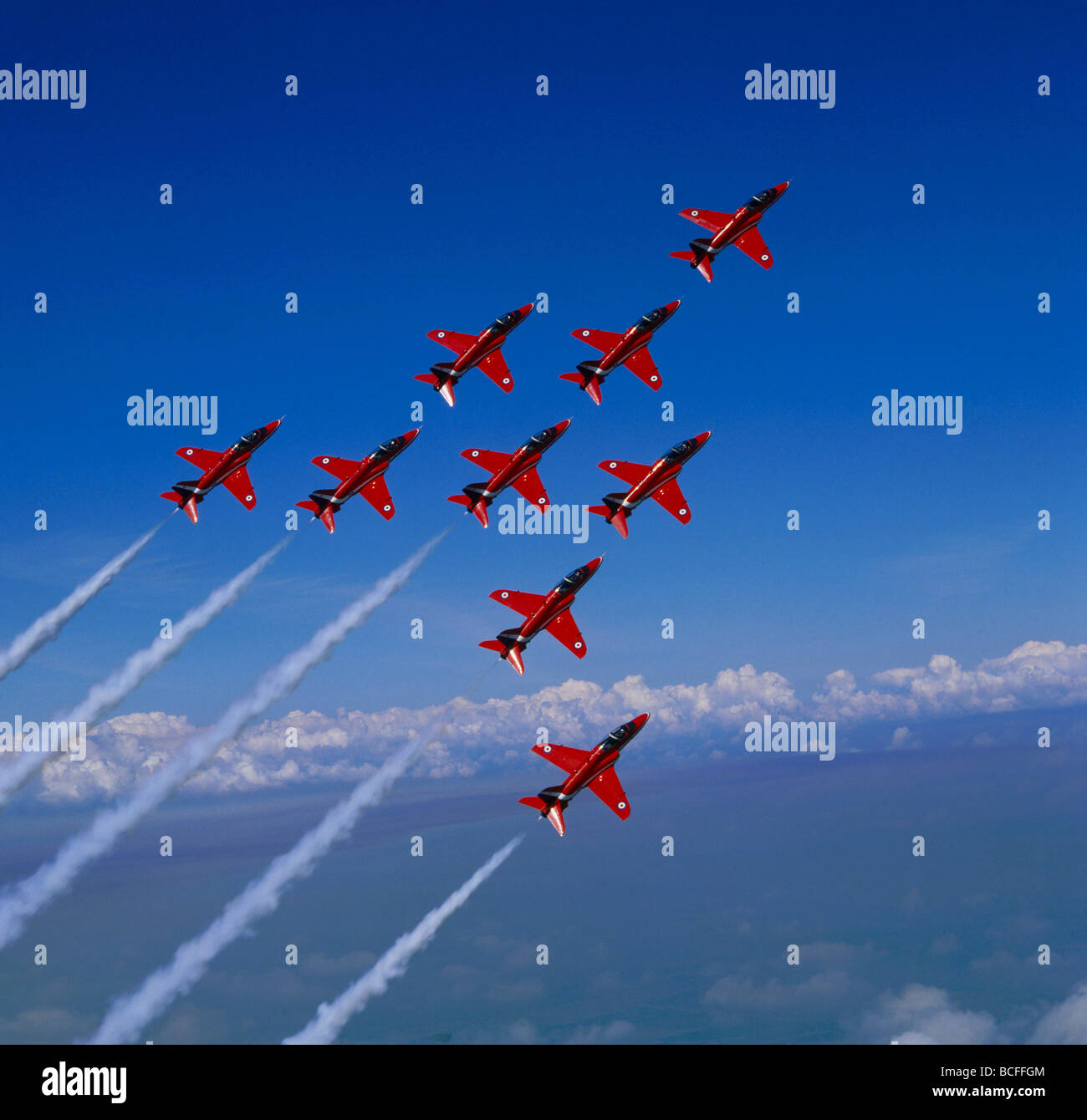 Red Arrows 2 RAF Aerobatic Team Formation Photo Sky Action Shot Poster Photo