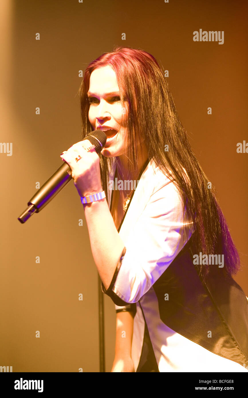 BUDAPEST JUNE 20 Tarja Turunen and her band performs on stage at PeCsa June 20 2009 in Budapest Hungary Stock Photo