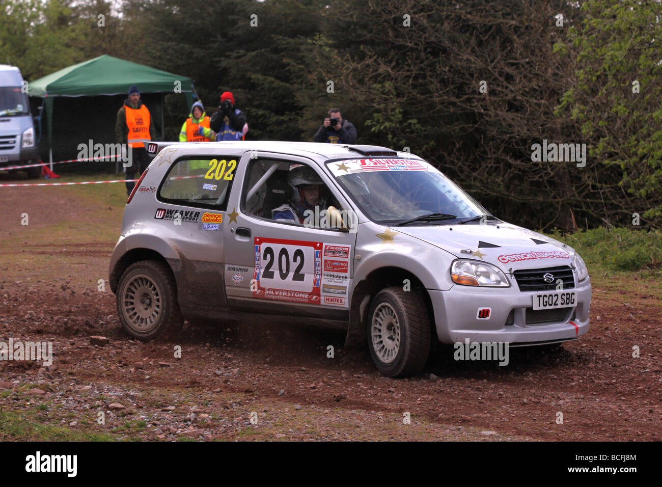 Rally car running at the Somerset Stages Rally in 2009 Stock Photo