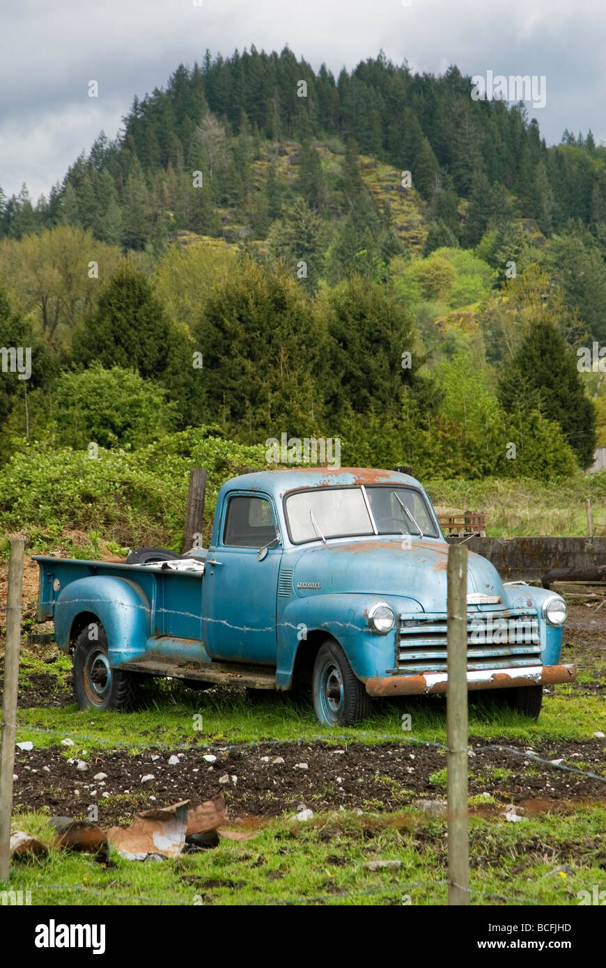 Old abandoned rusted pick up truck in field Stock Photo Alamy
