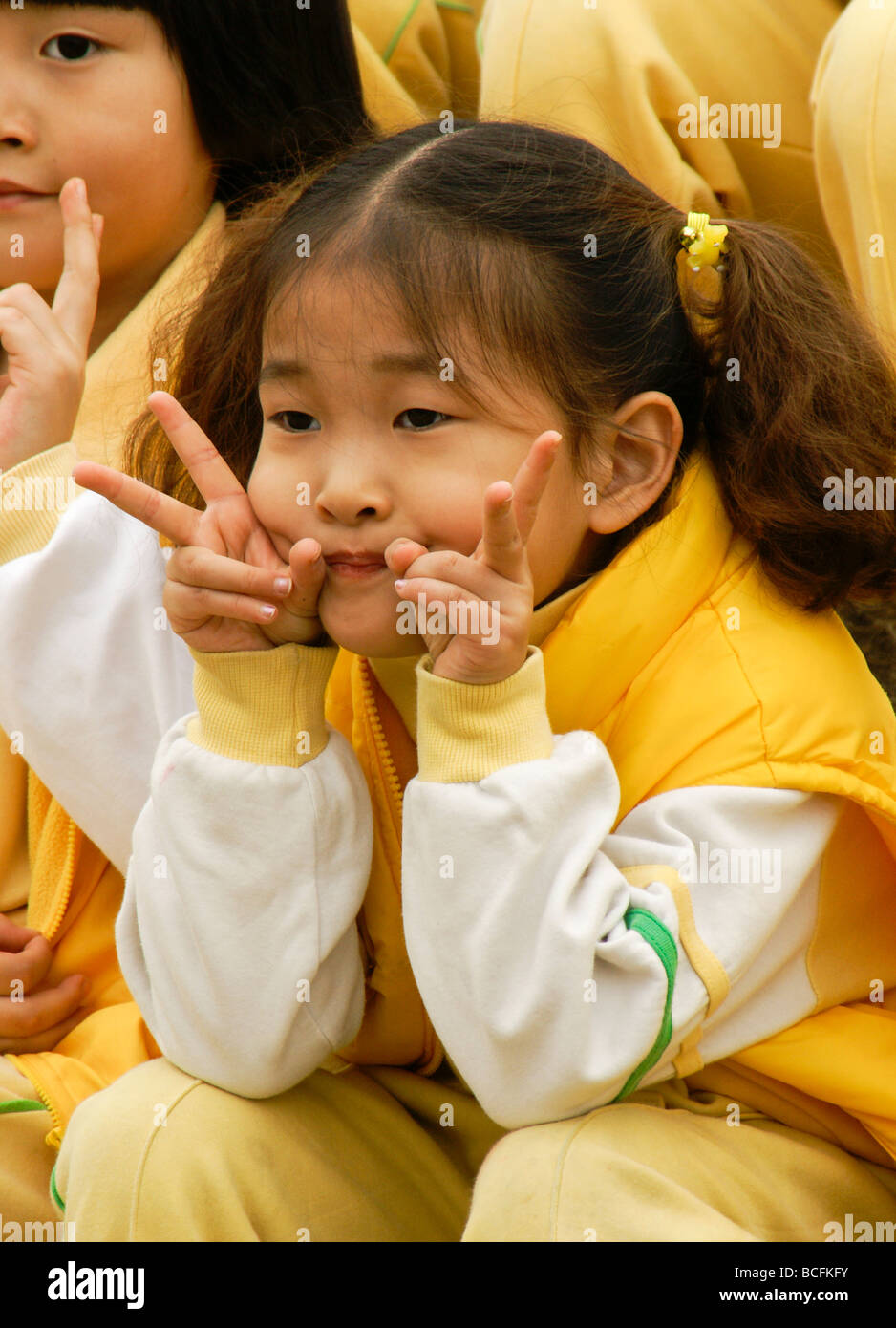 South Korean girl in school uniform Stock Photo