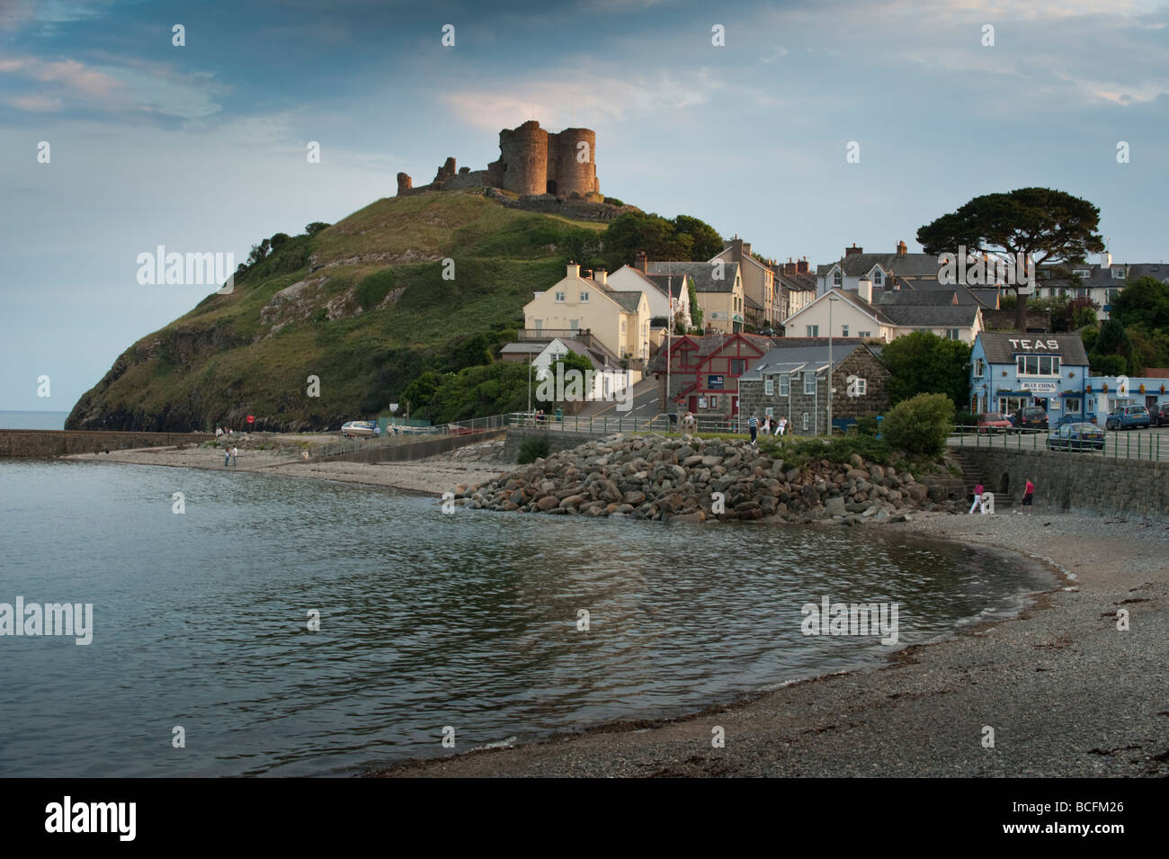 Summer evening Criccieth town and castle on the Lleyn Peninsula Gwynedd
