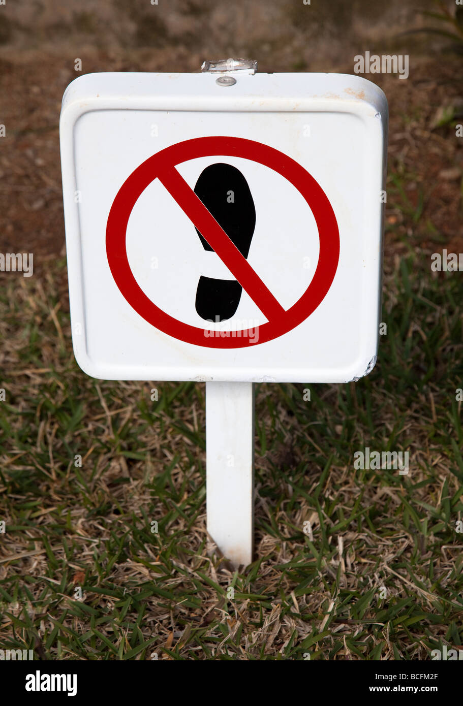 Do not walk on the grass sign Cala d'Or Mallorca Spain Stock Photo