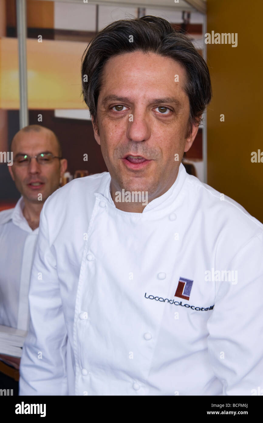 Taste of London , celebrity chef Giorgio Locatelli of Locanda Locatelli  renown for Michelin star Italian gastronomic dining Stock Photo - Alamy