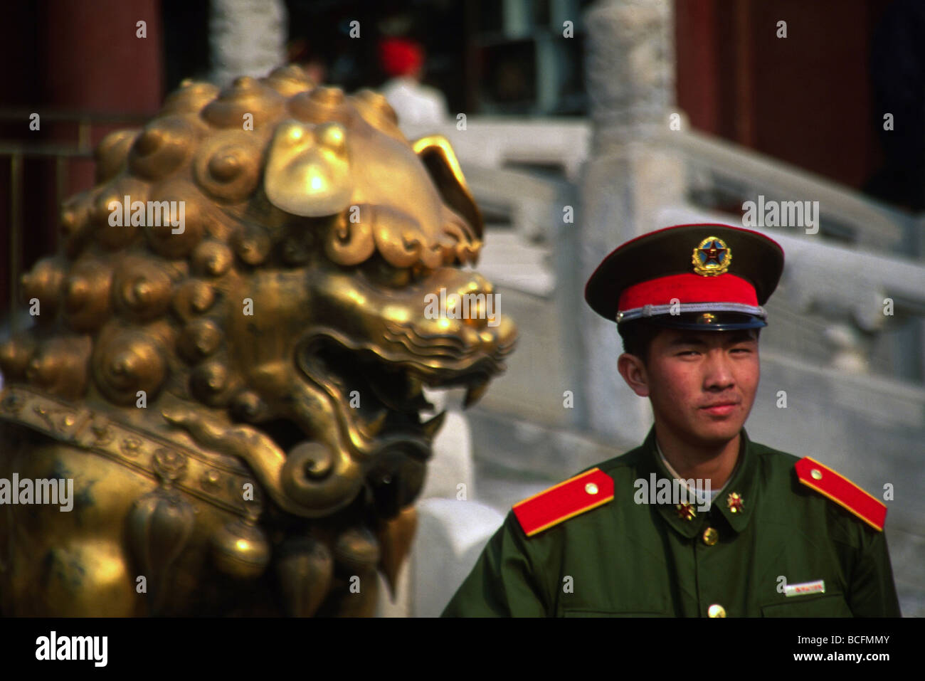 Chinese soldier at the Forbidden City in Beijing China Stock Photo