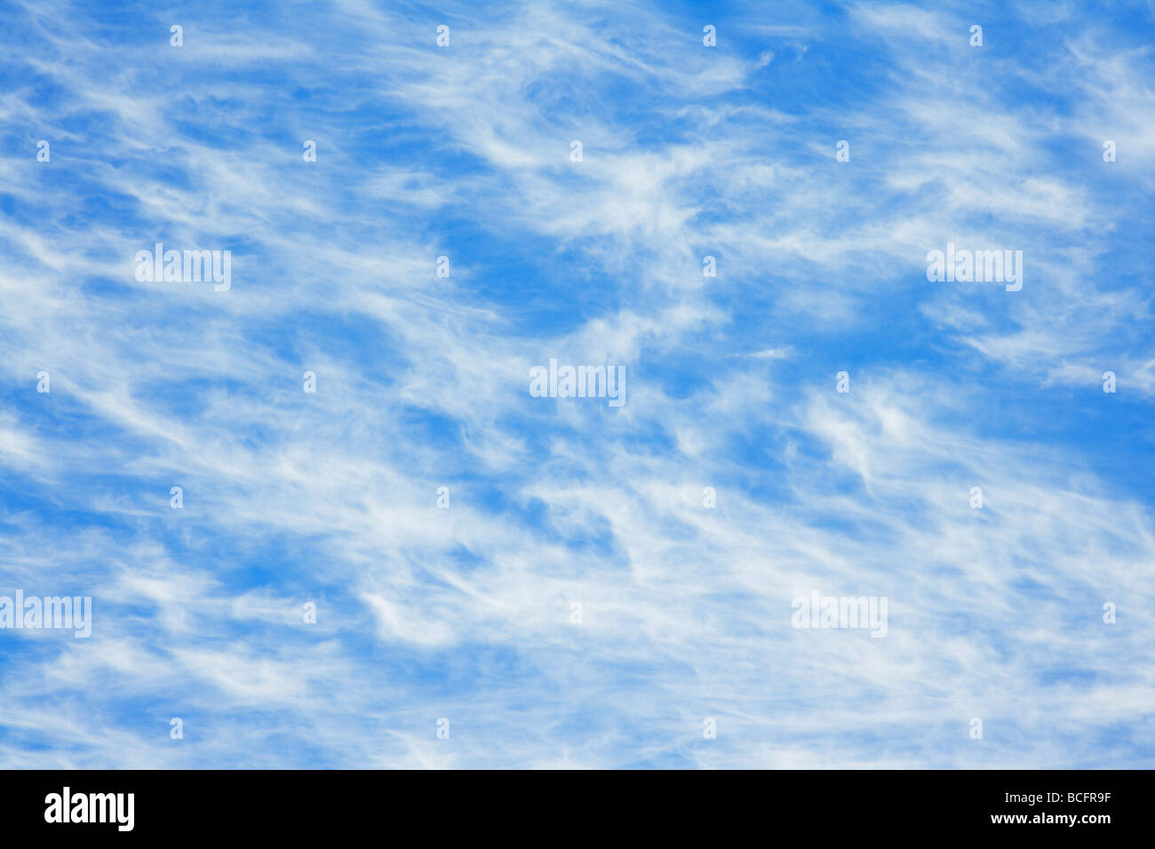 Summer day with blue sky and Cirrus Clouds Stock Photo
