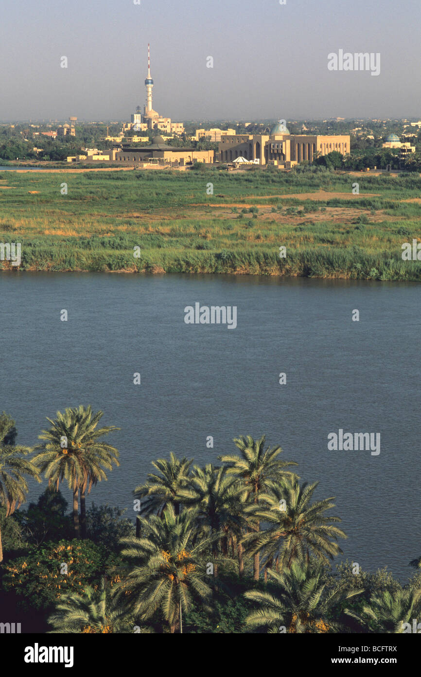iraq View of the Tigri River from the Palestinian hotel Baghdad Stock Photo