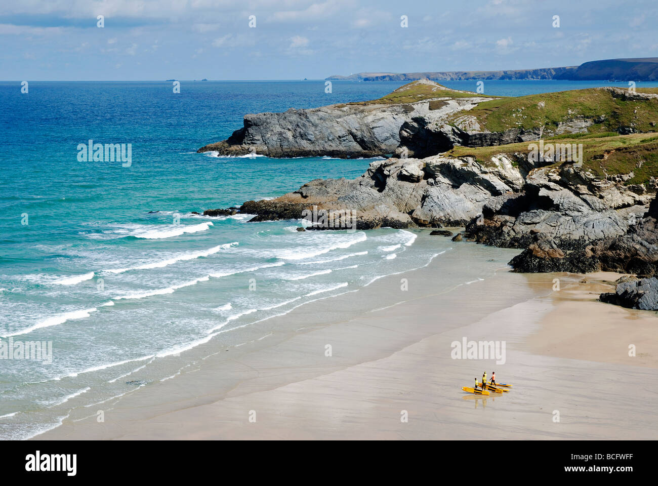 lusty glaze beach at newquay in cornwall, uk Stock Photo