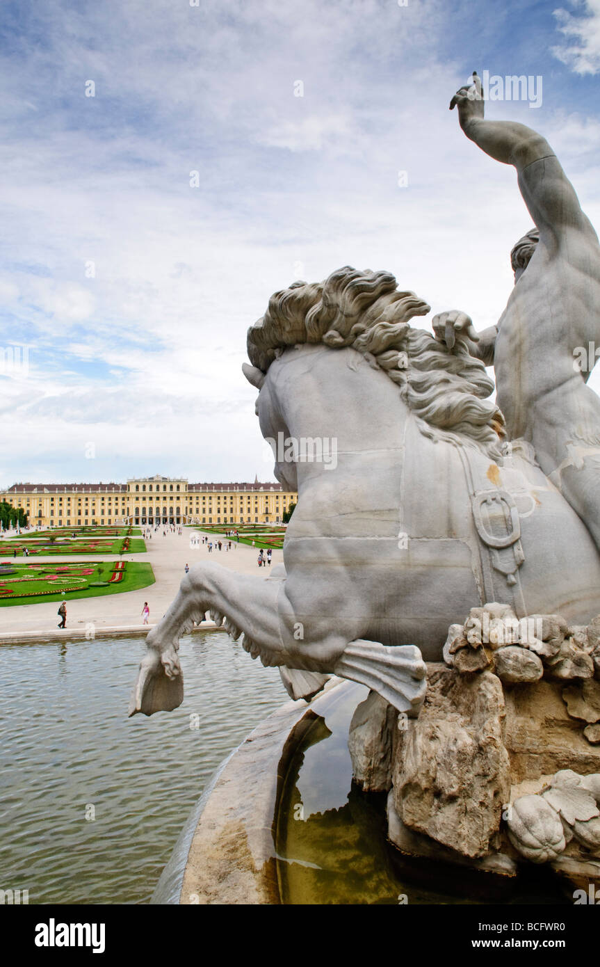 VIENNA, Austria - Neptunbrunnen at Schonbrunn Palace Stock Photo