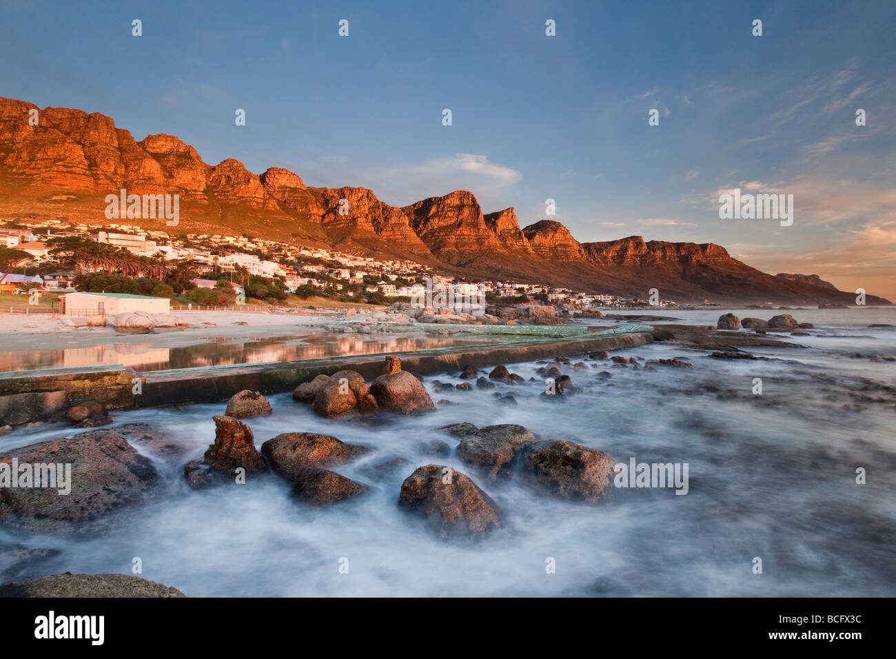 Twelve Apostles Mountains, Camps Bay, Bakoven, Cape Town, South Africa Stock Photo